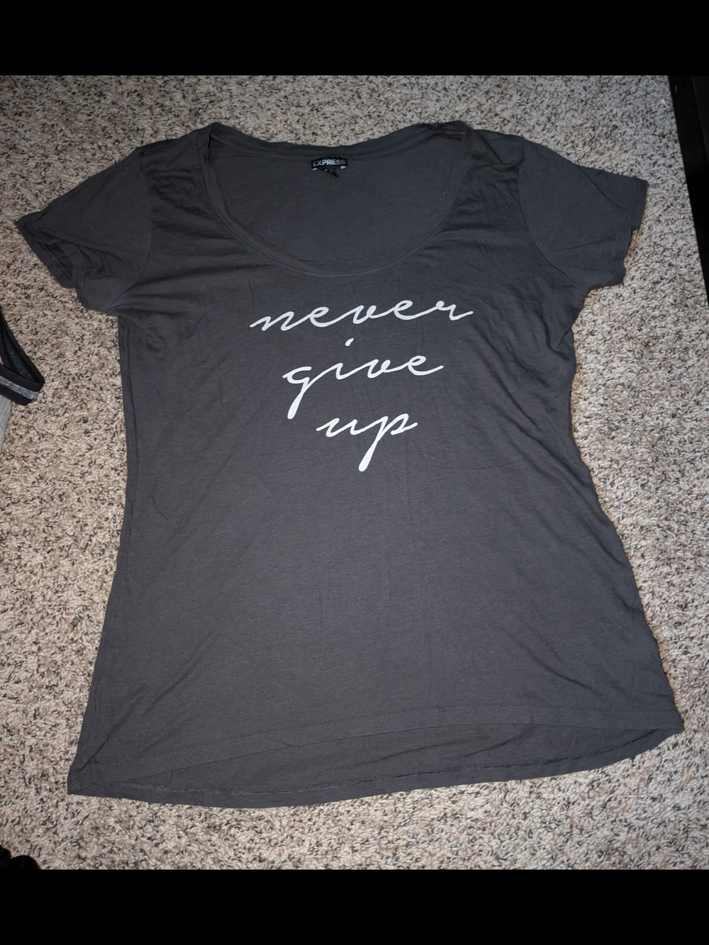Express Never Give Up Scoop Neck Graphic